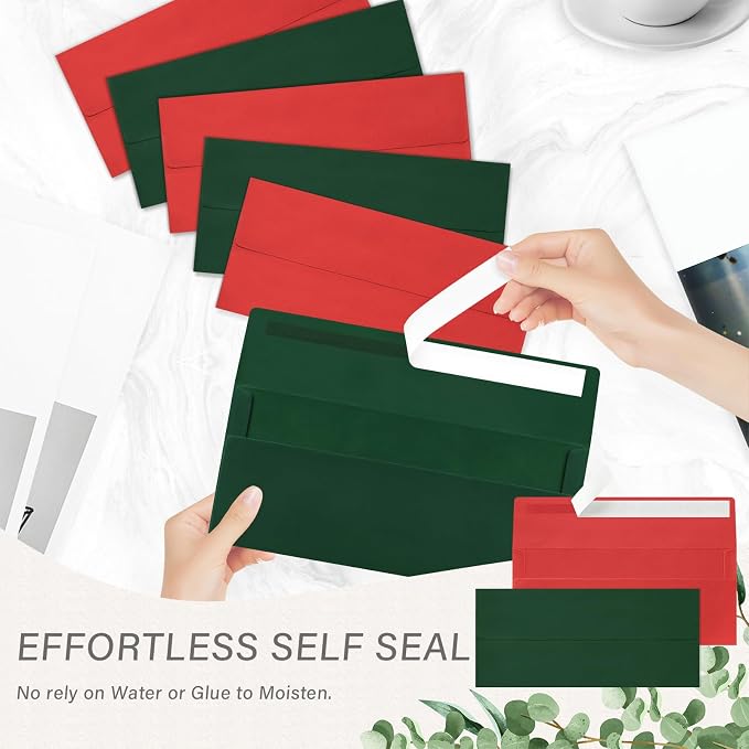 200 Pack #10 Christmas Red and Green Envelopes Letter Size, Business Envelopes - Image 5