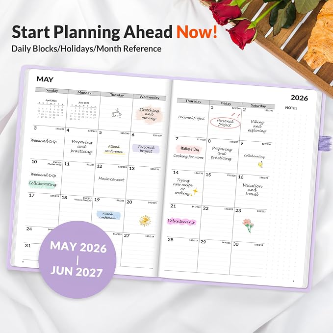 SUNEE 2026-2027 Weekly & Monthly Hardcover Planner 5.5" x 8.3" - Image 2