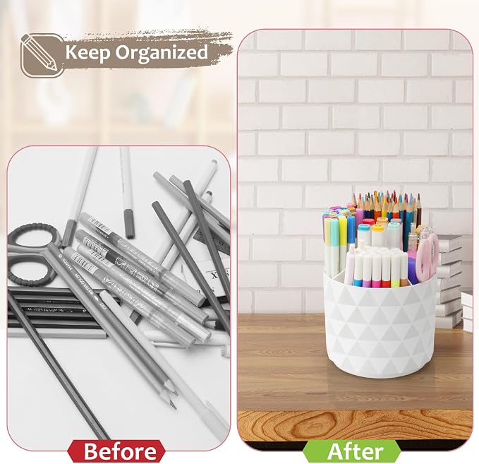 Desk Organizer, 360-Degree Rotating Pencil Pen Holders - Image 7