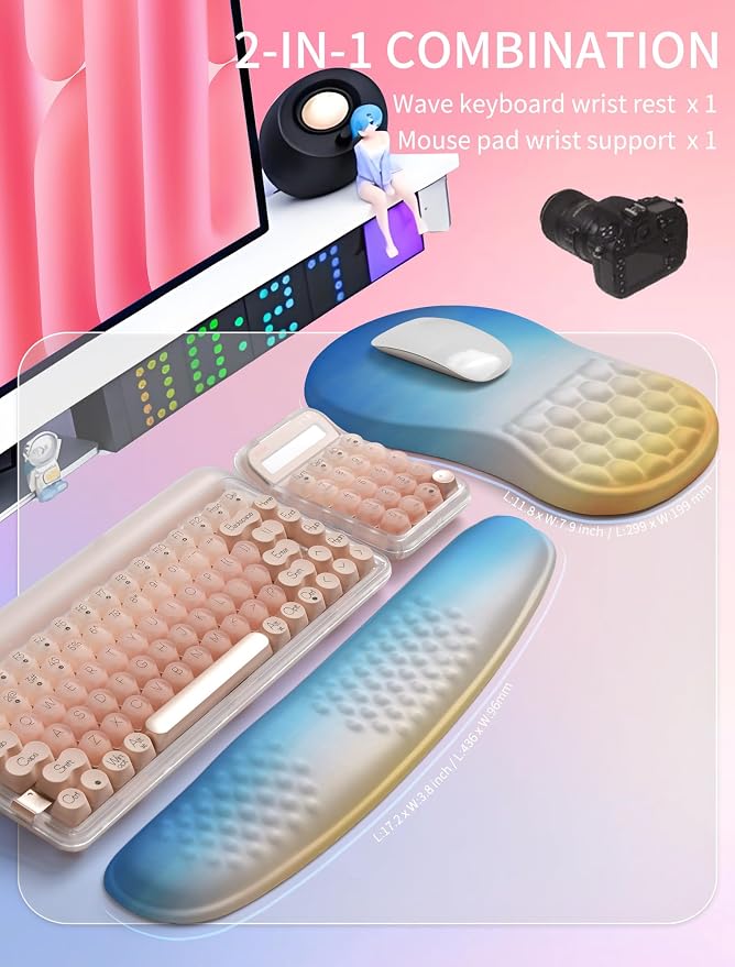 Hokafenle 2in1 Combination, Wave Keyboard Wrist Rest and Ergonomic Curvature - Image 5