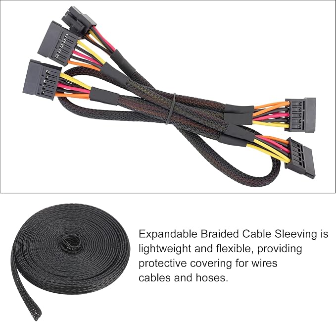 10ft PET Expandable Wire Loom 1/4 Inch, PET Braided Wire Sleeving Cable - Image 5