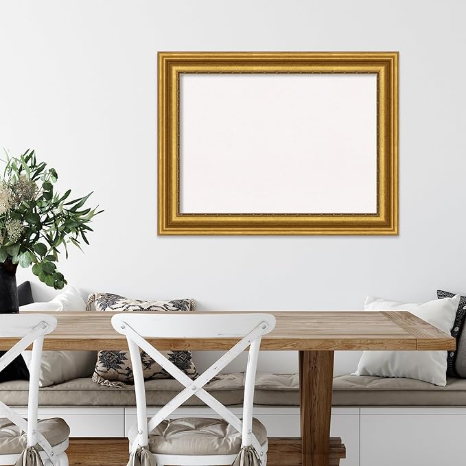 Amanti Art White Cork Board for Wall, 26x34 Vision Board with Gold Frame, Medium Corkboard Office Decor for Home Organization, Traditional Corkboard Pinboard to display items for home organization-DeskLoop Office