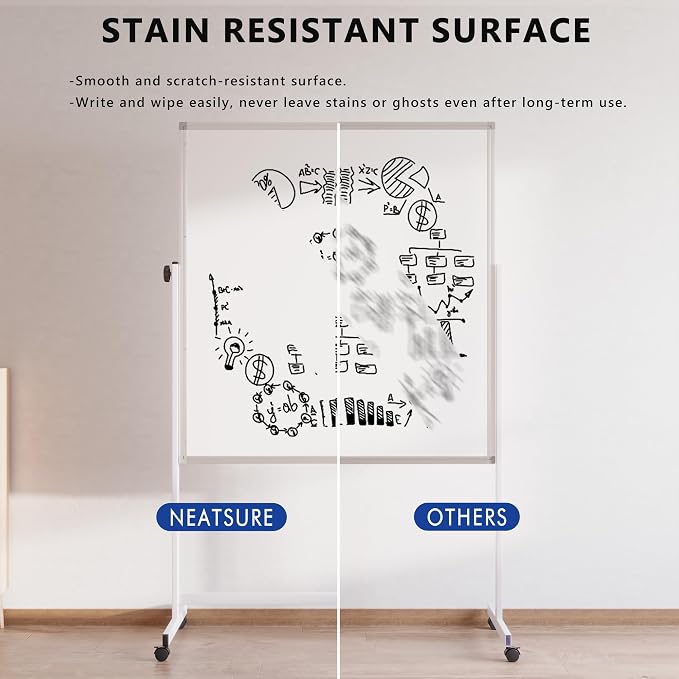 Large Rolling Whiteboard on Wheels, Portable Standing Magnetic Dry Erase Board - Image 5