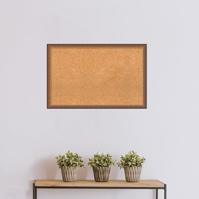 Amanti Art Natural Cork Board for Wall, 22x34 Vision Board with Bronze Frame, Large Corkboard Office Decor for Home Organization, Modern Corkboard Pinboard to Display Items for Home Organization in-DeskLoop Office