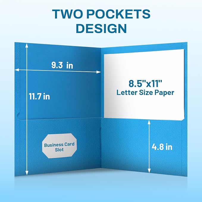 SUNEE Folders with Pockets, 2 Pocket Folders Fit Letter Size Paper, Paper File - Image 4
