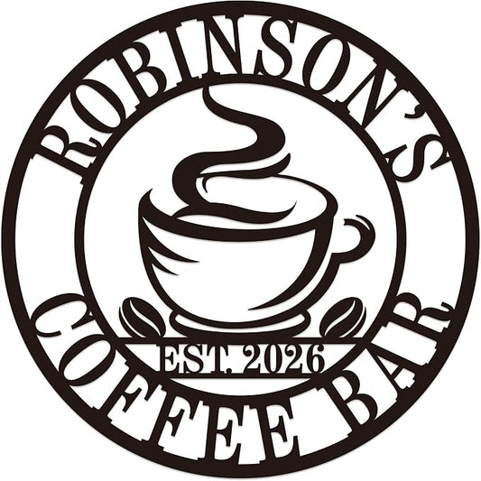 Personalized Coffee Bar Metal Sign, Custom Name Wall Art by HZYCYYFC
