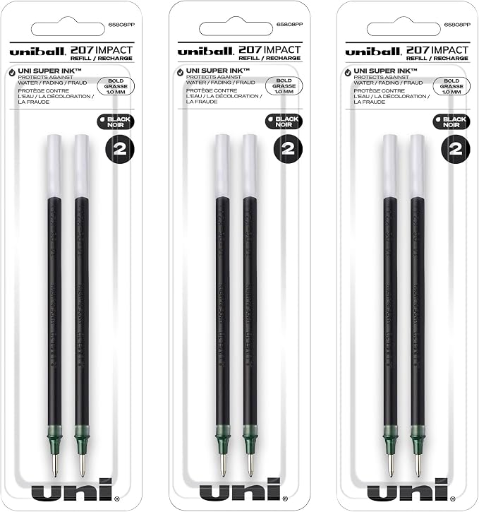 Uni-Ball 207 Impact Stick Pen Refills, 1.0mm Bold Point, 6 Pack - Image 3