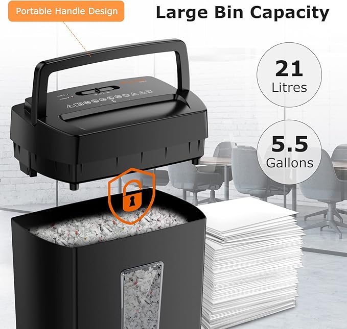 Bonsaii 12-Sheet Cross Cut Paper Shredder, 5.5 Gal Home Office Heavy Duty Shredder for Paper, Credit Card, Mail, Staples, with Transparent Window, High Security Level P-4 (C275-A)-DeskLoop Office