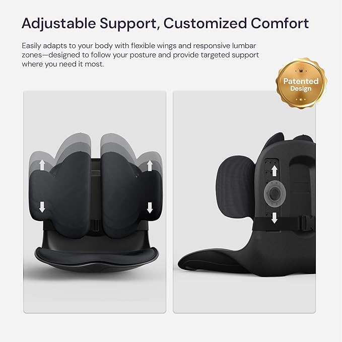 3D Lumbar Support Seat Cushion – Patented Spine Alignment Ergonomic Posture Corrector, Breathable Mesh & EVA Foam, Portable for Home, Office, Meditation, Gaming, Outdoor 16.5" W × 15.7" D-DeskLoop Office