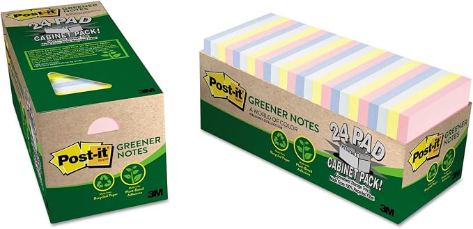 3M 654R24CPAP Post-It Greener Notes Cabinet Pack, 3 x 3, Helsinki Colors by Unknown