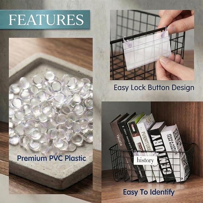 ELEMGULY Basket Label Holders, Wire Shelf Label Holder Wire Rack Display Holder - Image 3