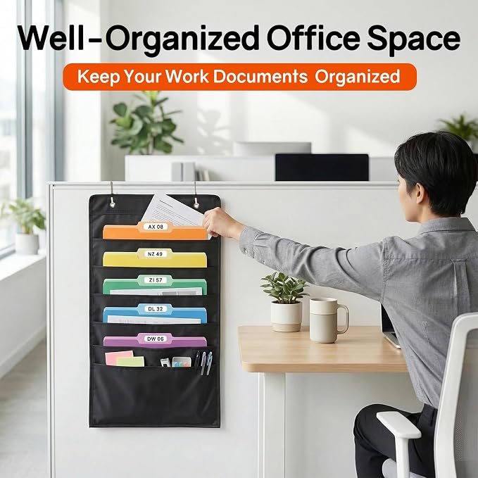 SUNEE 5 Pockets Hanging Wall File Organizer, Space Saver - Image 2