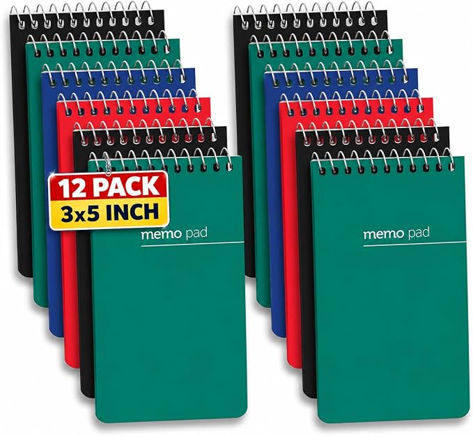 1InTheOffice Small Spiral Notebook 3x5, Pocket Notepad, Spiral Mini Notepad by 1InTheOffice