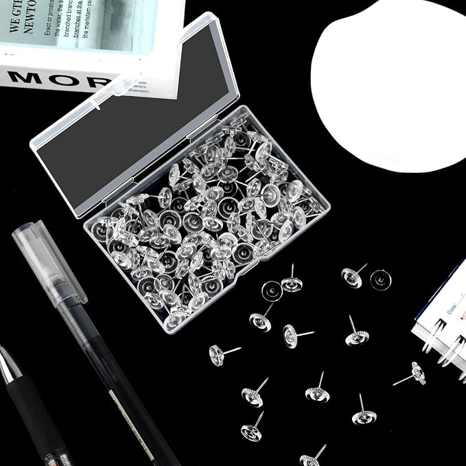 Clear Thumb Tacks for Wall Hangings Plastic Clear Push Pins 150 Count for Cork - Image 3