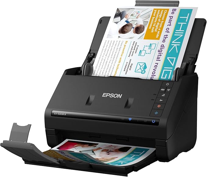 Epson Workforce ES-500W II Wireless Color Duplex Desktop Document Scanner for PC and Mac, with Auto Document Feeder (ADF) and Scan from Smartphone or Tablet-DeskLoop Office