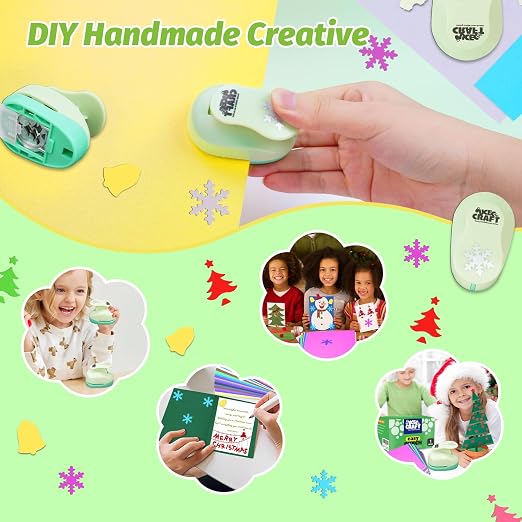 UCEC Hole Punch 1 Inch Craft Christmas Snowflakes Bells Shapes 30 Pieces Hole - Image 2