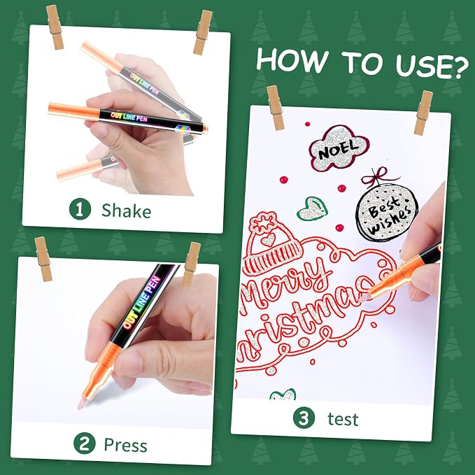 FUMILE 12 Colors Double Line Outline Markers, Glitter Markers - Image 5