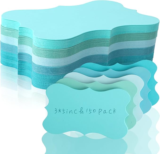 150 Pack Blue Index Cards 3x5 Pretty Blank Note Cards Aqua Cardstock Wedding by SMAODSGN