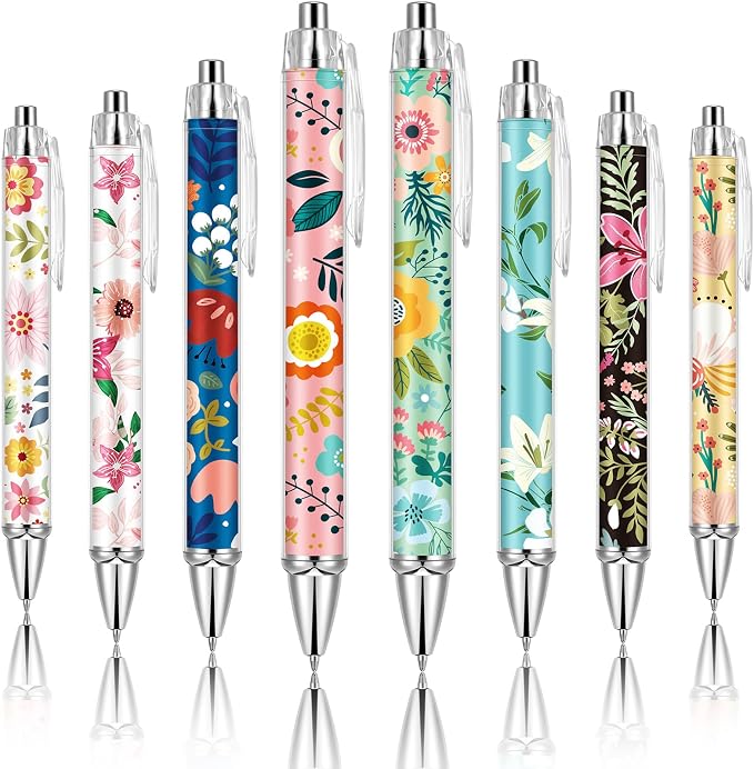 Ireer 8 Pcs Ballpoint Pens for Women 1.00 mm Cute Black Ink Fancy Pens Fine by Ireer