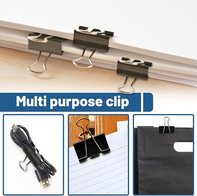 350 Pcs Paper Clips and Binder Clips, Office Clips Set, Large Binder Clips - Image 4