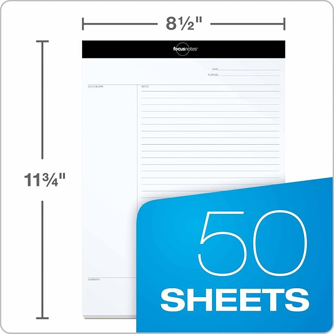 Oxford FocusNotes Writing Pad, 8.5 x 11 Sheets, Guided Note, Cue & Summary - Image 8