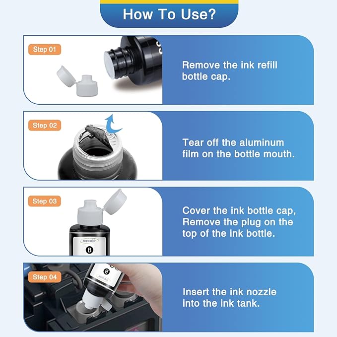 31 32XL Black Ink Bottles Set Compatible Replacement for HP 31 32XL Compatible for HP Smart-Tank 7301 7602 5101 7001 6001 5103 Ink Refill, Smart-Tank Plus 651 551 455 All-in-One Printer 2P-DeskLoop Office
