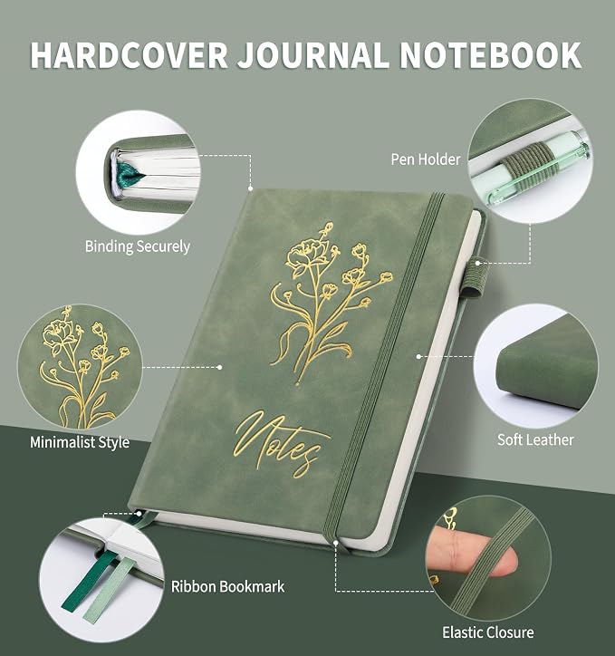 Lined Journal Notebook for Women Men, A5 Hardcover Leather Journals for Writing - Image 2