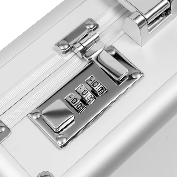 Locking Briefcase, Metal Briefcase w/Strap, Hard Aluminum Carrying Case - Image 6