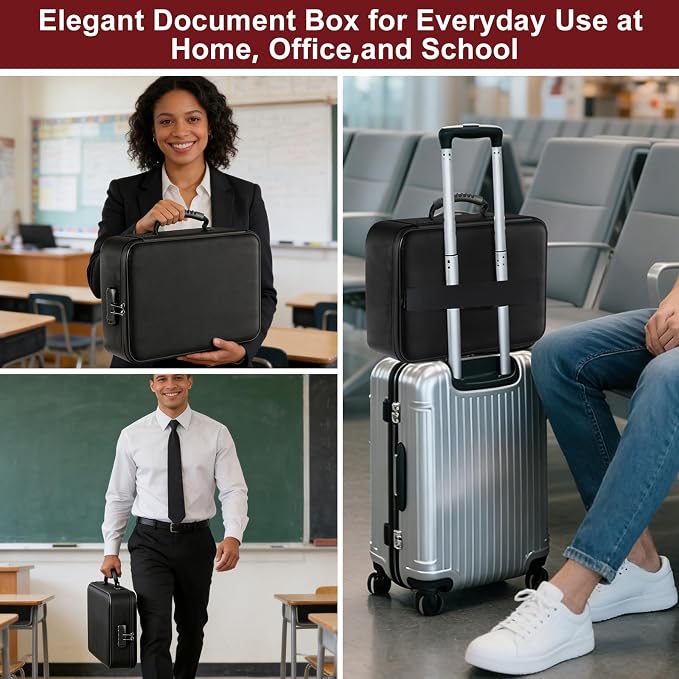 Fireproof Document Box with 5200℉ Heat Insulated, Document Organizer with Lock - Image 2