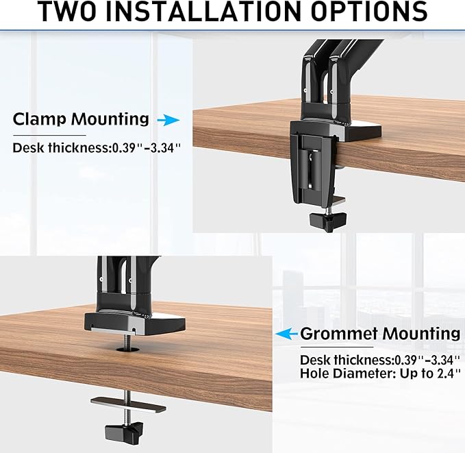 MOUNTUP Dual Monitor Mount for 2 Max 35 inch Ultrawide Screens, Hold 6.6-30.9lbs, Full Motion Gas Spring Monitor Desk Arm, Heavy Duty Dual Monitor Stand for Desk, VESA Bracket with Clamp/Grommet Base-DeskLoop Office