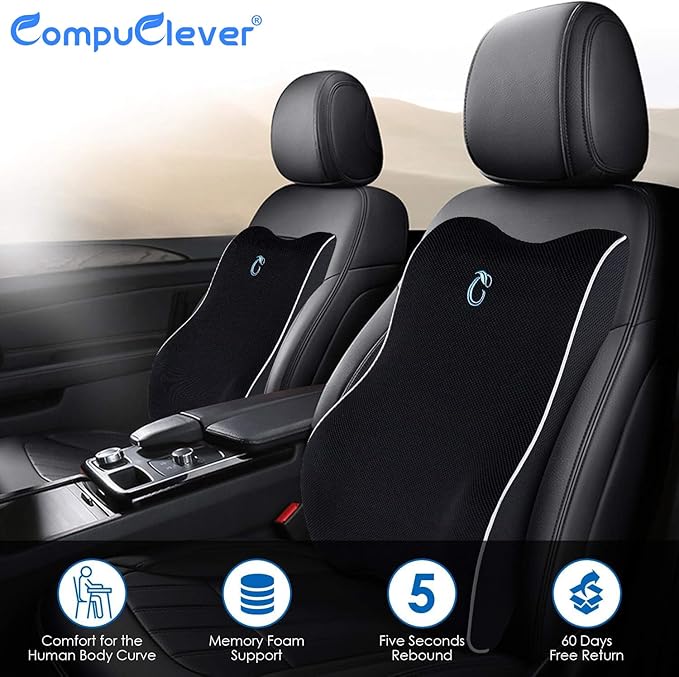 Lumbar Support Pillow for Office Chair & Car, Ergonomic Back Support Memory Foam Back Cushion with 3D Washable Cover, Relieves Back Pain for Driving, Gaming, Truck, Recliner-DeskLoop Office