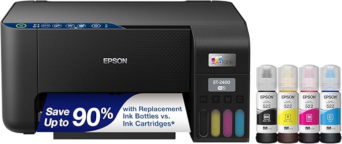 Epson® Workforce® Pro WF-4820 Wireless All-in-One Printer and EcoTank ET-2400 Cartridge-Free Supertank Printer Bundle-DeskLoop Office