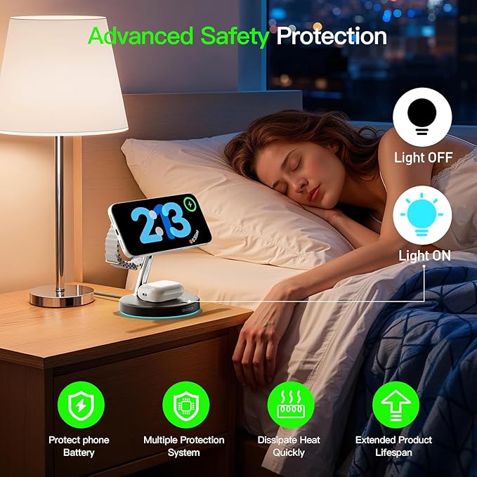 【Adjustable Blue Ambient Light】 Wireless Charger 3 in 1 - Image 5