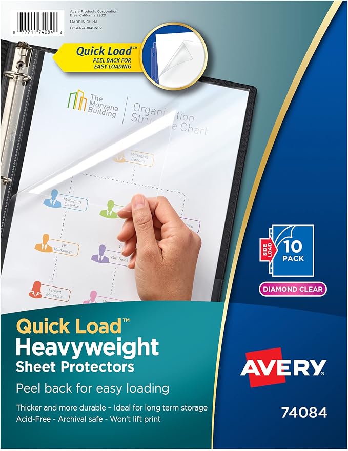 Avery Diamond Clear Quick Load Sheet Protectors, Top & Side Load, 10 Document by Avery