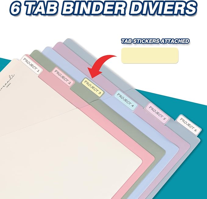H4D 6-Tab Plastic Binder Dividers, 2 Pockets, Pastel Colors, 2 Sets | Made of - Image 5
