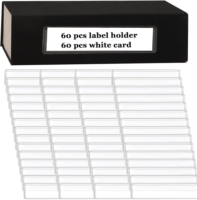 Label Holders Adhesive Shelf Tag Clear Shelf Tag Index Card Pockets Plastic - Image 2