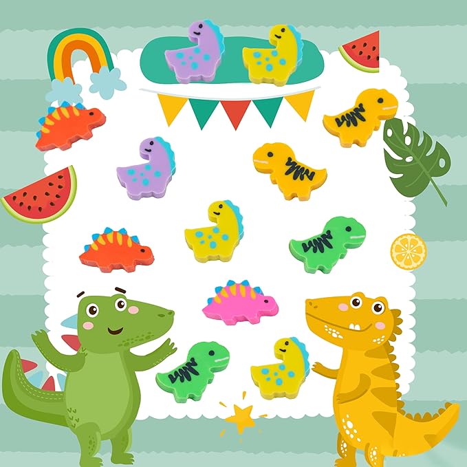 200 Pieces Mini Dinosaur Erasers Bulk Small Pencil Erasers Latex-Free Soft Erasers Pencil Erasers for for Classroom Homework Rewards, Party Favors, Gift Filling-DeskLoop Office