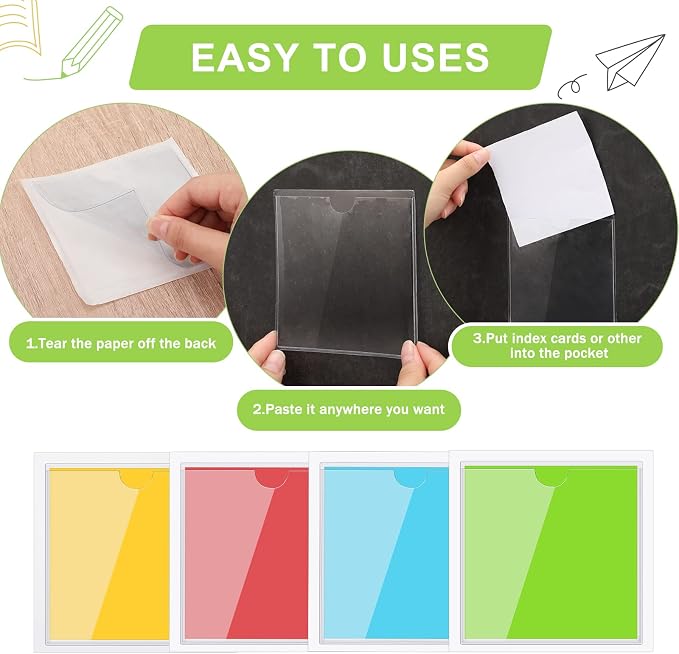 30 Pack Self-Adhesive Index Card Pockets - Image 4
