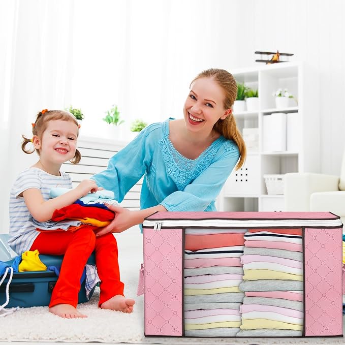 Budding Joy 90L Large Storage Bags, 4 Pack Clothes Storage Bins Foldable Closet - Image 6