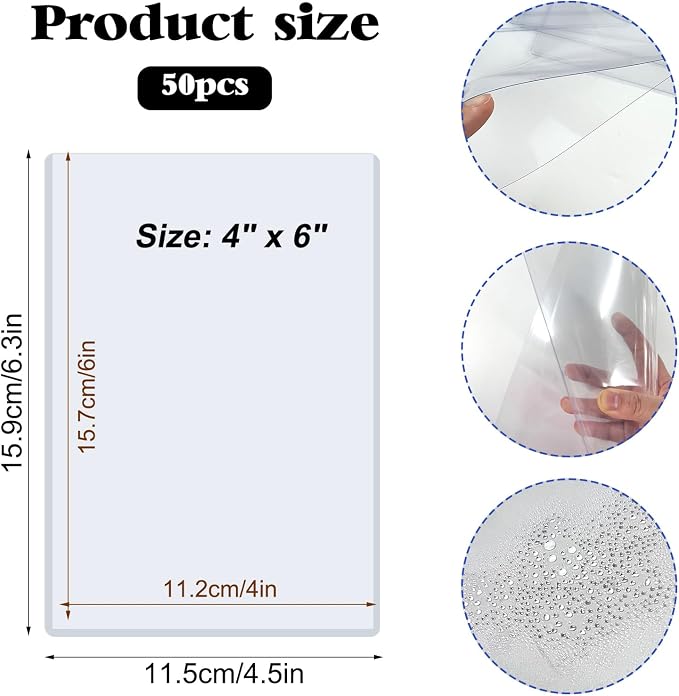 Rainmae 30 Pack 4" x 6" Rigid Print Protectors, B6 Paper Sleeves Photo Plastic - Image 2