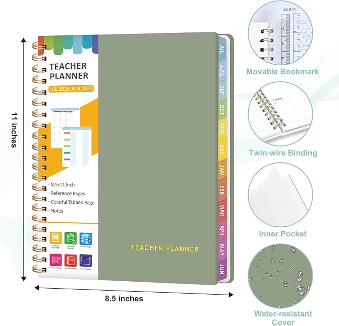 Teacher Planner 2026-2027, 7 Period Lesson Plan Book, 8.5" x 11" | July - Image 7