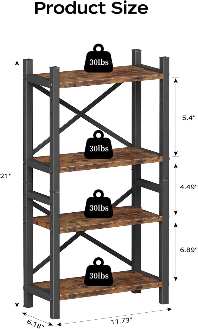 2-Pack Desktop Bookshelf, 4-Tier Stackable Narrow Bookcase, Adjustable - Image 3