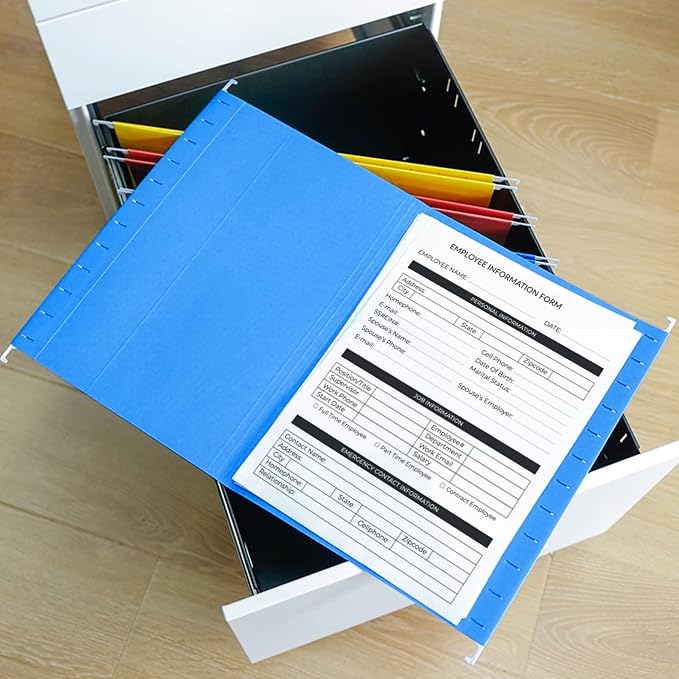 pmybupo Blue 25 Pack Hanging File Folders, Cabinet Organizer Letter Size 1/5 - Image 5