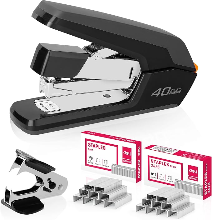 Deli Effortless Desktop Stapler, Heavy Duty Stapler, 40-50 Sheet Capacity by delioffice