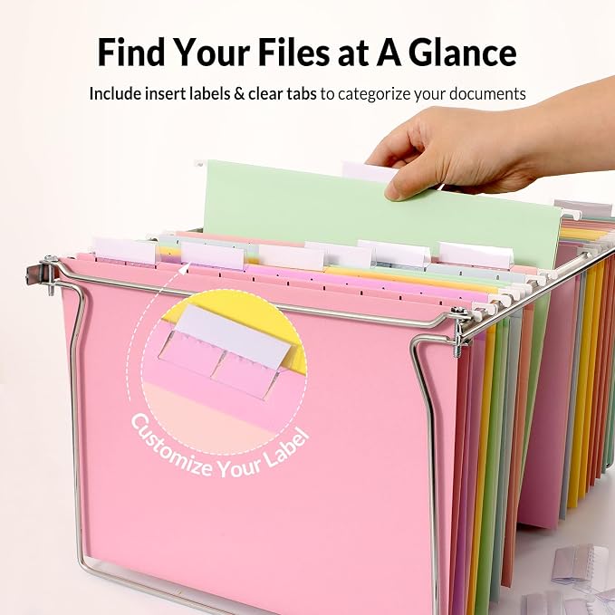SUNEE 25 Pack Hanging File Folders, Bright Folders, Hanging File Folders Letter - Image 2
