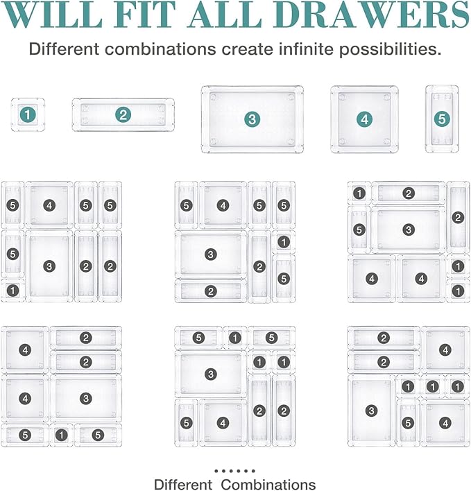 StorMiracle 13 PCS Drawer Organizer Set, 5 Varied Size Bathroom and kitchen - Image 4