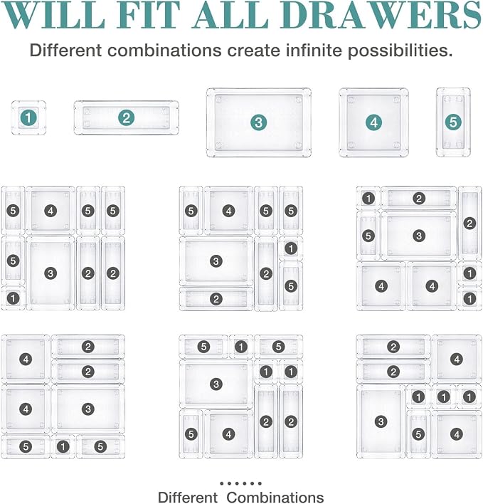StorMiracle 10 PCS Drawer Organizer Set, 4 Varied Size Bathroom and kitchen - Image 4