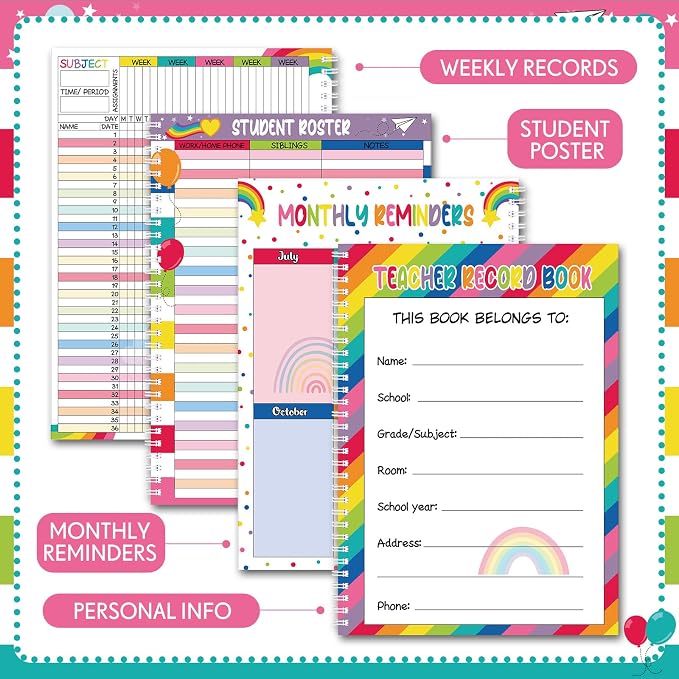 Fuyoooo Teacher Record Book Teacher Grade Books 2026-2027 Spiral Bound Record - Image 3