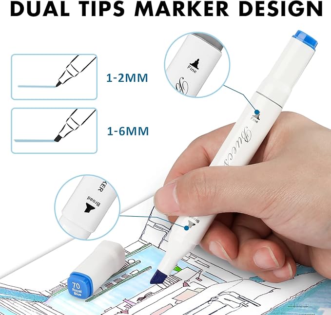 Alcohol Markers: Double Tipped Art Marker, 120 Count, suitable for Adults Artists Painting, Coloring Drawing Sketching, Multicolor-DeskLoop Office