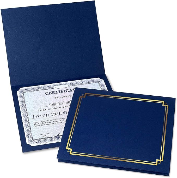 Classic Blue & Gold Certificate Folders by Fine+Stationery